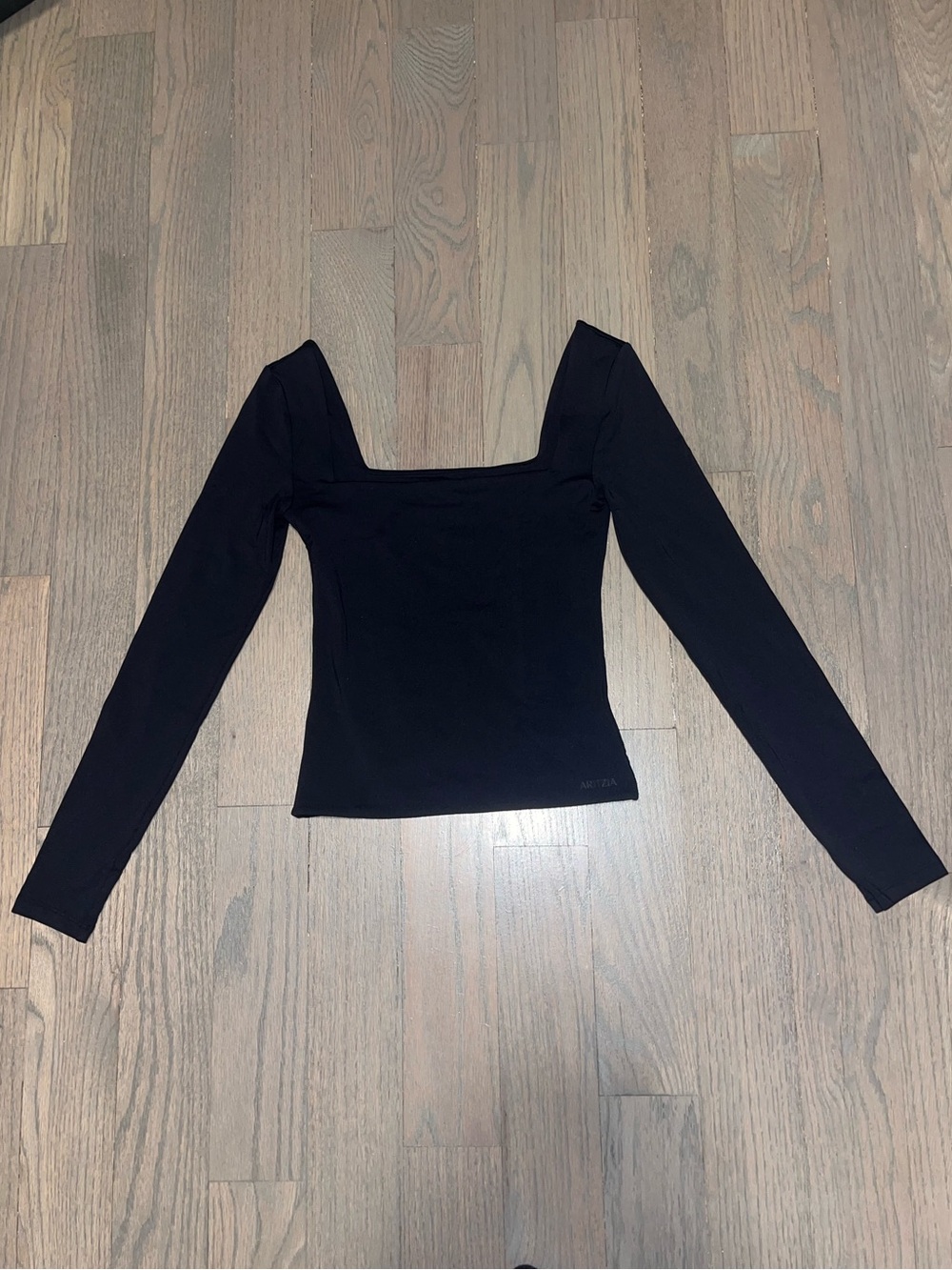 Aritzia Contour Squareneck Long Sleeve Top Black XS